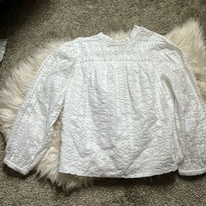 Jcrew white top eyelet, tie in back